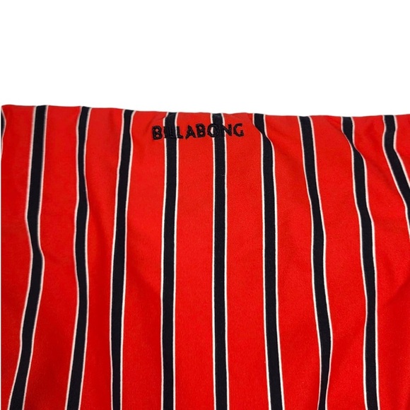 Billabong Hot For Now Lowrider Tie Bikini Bottom Bandeau Top Set in Red Stripe - Picture 6 of 13